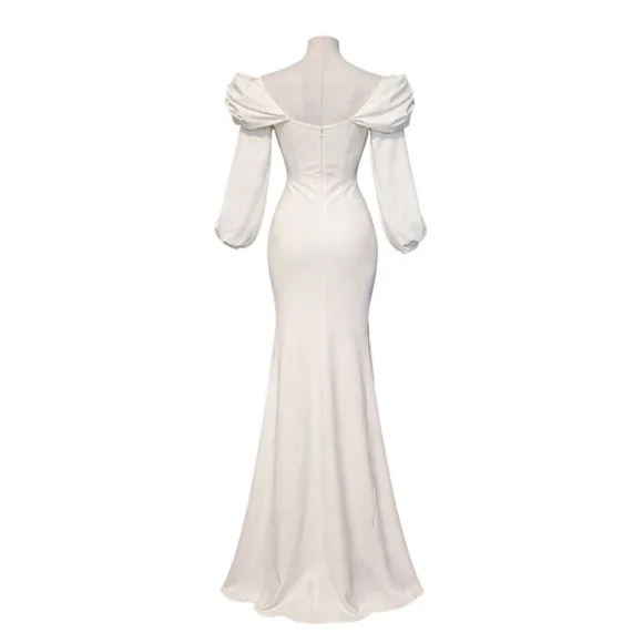 A.L.C. White Off-the-Shoulder Long Sleeve Maxi Dress Size 2 - Picture 10 of 10